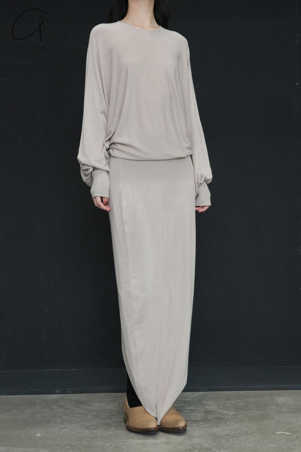 SWAYING/KNIT bat sleeves back slit dress SW24SS2L23 almond color PS70